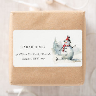 Jolie Aquarelle Snowman Adresse de Noël