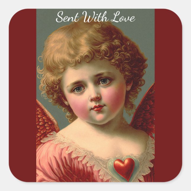 Jolie Autocollant d'ange de la Saint-Valentin Vint (Devant)