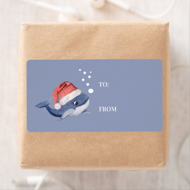 Jolie Baleine Bleue Santa Chapeau Noël à partir de (En situation)