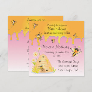 Jolie Bee HI Baby Girl Shower Invitation