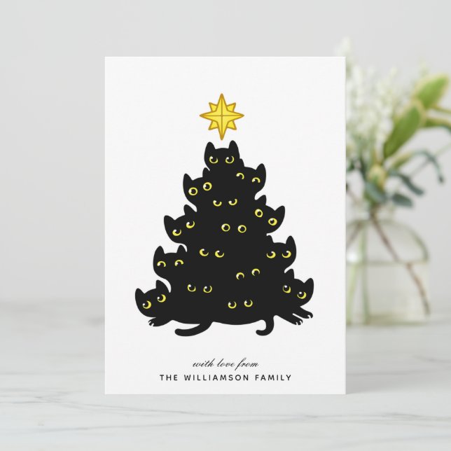 Jolie Black Cats Carte de Noël (Debout devant)