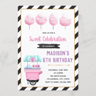 Jolie bonbon de coton sucré invitation