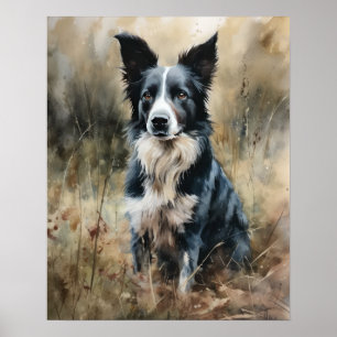 Jolie bordure Collie Chien Art Imprimer Poster