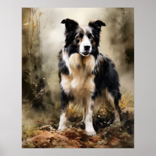 Jolie bordure Collie Chien Art Imprimer Poster