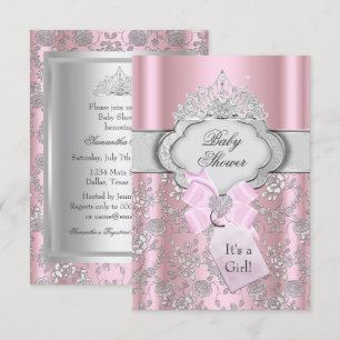 Jolie Bow Tiara Princess Baby shower Invitation
