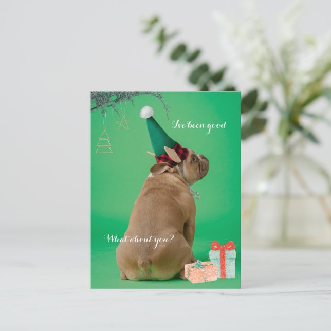 Jolie Boxer Chien Noël J'ai été bonne carte postal (Debout devant)