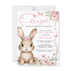 Jolie Bunny Baby shower fille Invitation