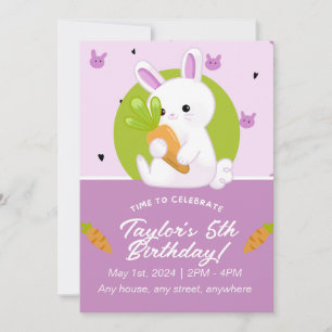 Jolie Bunny Invitation de fête d'anniversaire. Mod