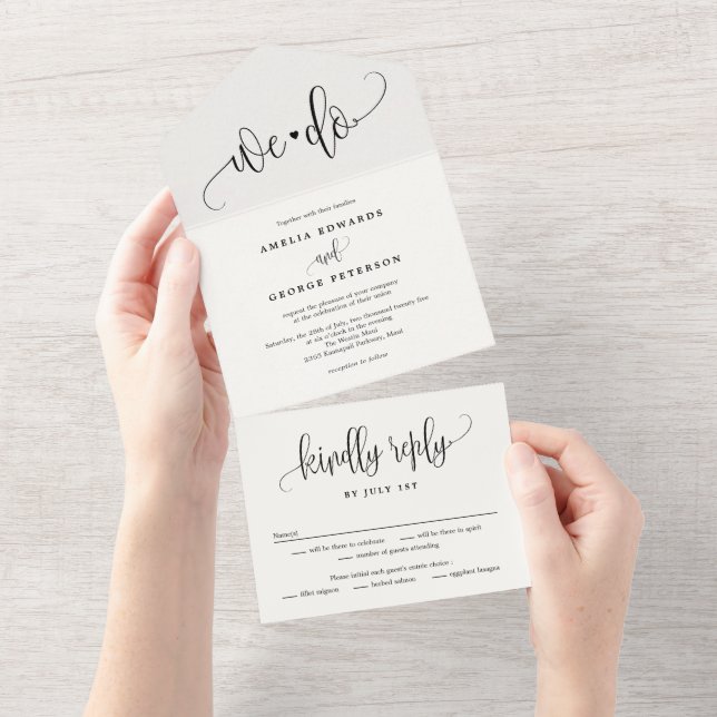 Jolie Calligraphie Tout En Un Faire-part de mariag (Déchirure)