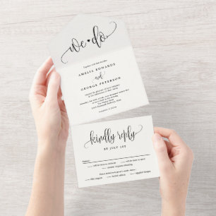 Jolie Calligraphie Tout En Un Faire-part de mariag