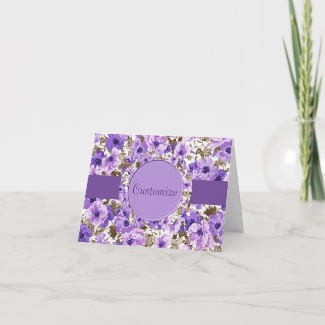 Jolie carte à billets floraux violet et blanc (Devant)