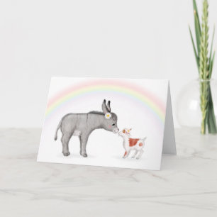Jolie carte blanche d'âne et de chèvre