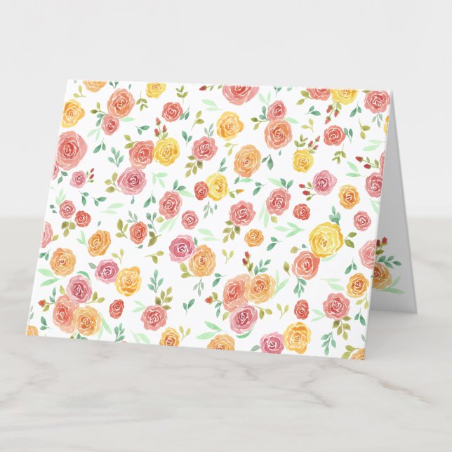 Jolie carte blanche Motif Rose Watercolor (Créateur téléchargé)