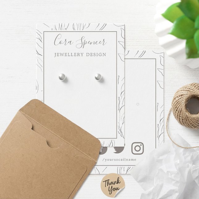 Jolie carte d'affichage des médias sociaux motifs (Pretty pattern social media earring display card.)
