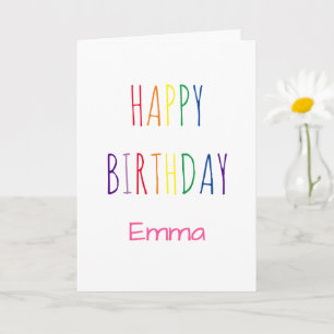 Jolie carte d'anniversaire avec lettrage arc-en-ci