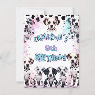 Jolie carte d'anniversaire de chiot Dalmatien à l'