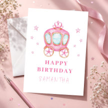 Jolie carte d'anniversaire de conte de fées rose p