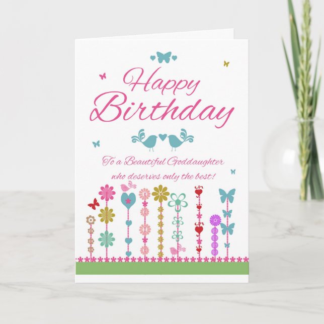 Jolie carte d'anniversaire de filleule avec des (Devant)