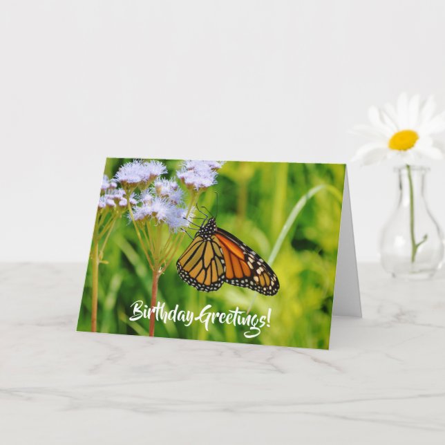 Jolie carte d'anniversaire de papillon Monarque (Petite plante)