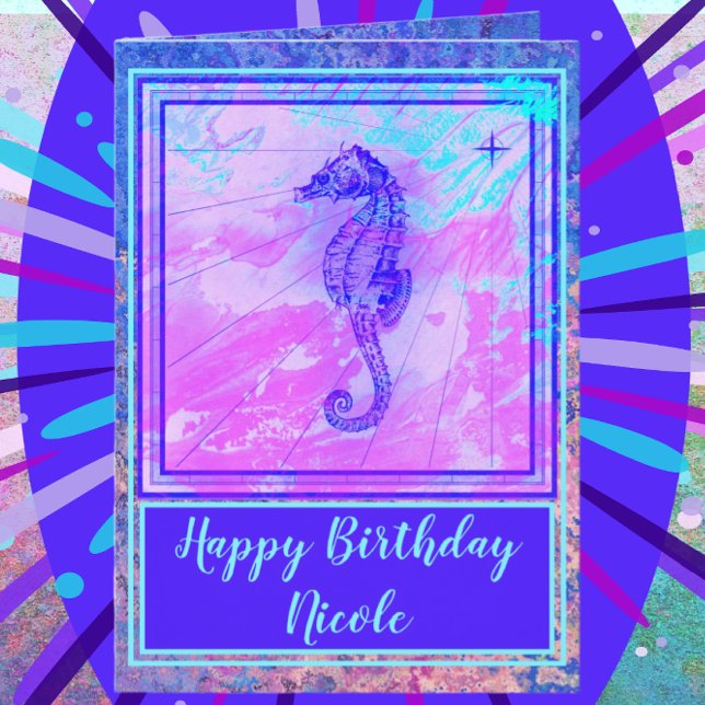Jolie carte d'anniversaire de Seahorse aquarelle (Créateur téléchargé)