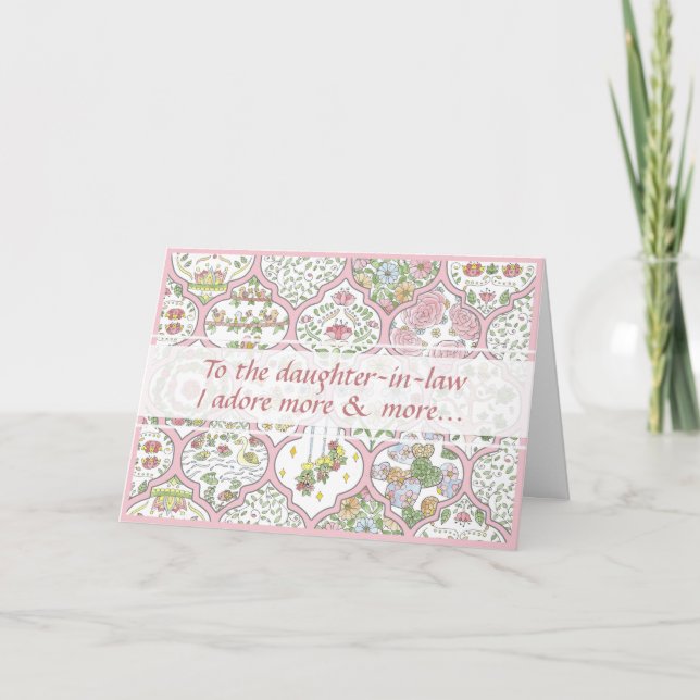 Jolie carte d'anniversaire Fleur rose pour belle-f (Devant)