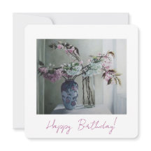 Jolie carte d'anniversaire fleurie rose