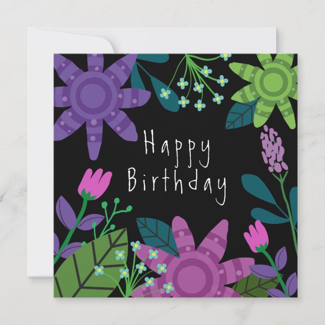 Jolie carte d'anniversaire florale colorée (Devant)