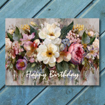 Jolie carte d'anniversaire florale de fleurs sauva