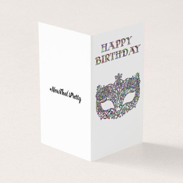 Jolie carte d'anniversaire joyeux masque (Outside)