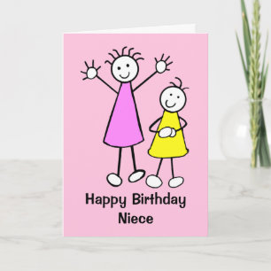 Jolie carte d'anniversaire nièce rose filles
