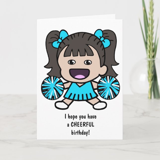 Jolie carte d'anniversaire Pom-pom girl pour les f (Devant)