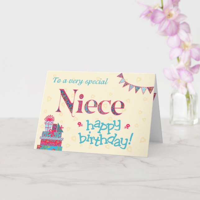Jolie carte d'anniversaire pour nièce, banderole,  (Orchidée)