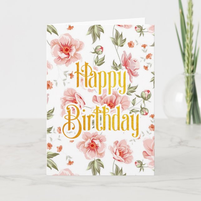 Jolie carte d'anniversaire Pretty Pink Peonies (Devant)