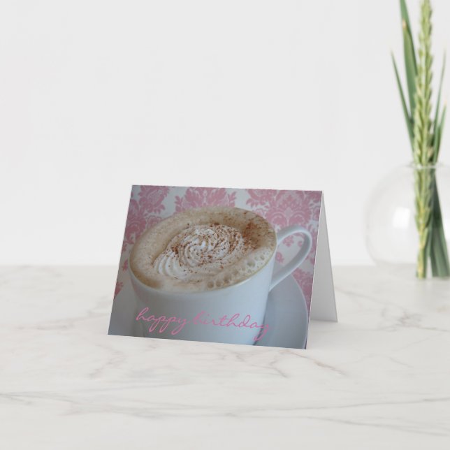 Jolie carte d'anniversaire rose (Devant)
