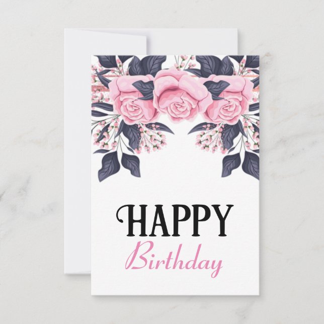 Jolie carte d'anniversaire rose fille (Devant)
