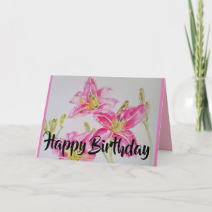 Jolie carte d'anniversaire rose Lily