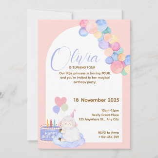 Jolie carte d'anniversaire rose princesse pour béb