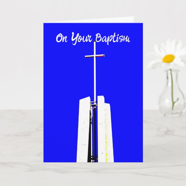 Jolie carte de baptême ciel bleu brillant (Petite plante)