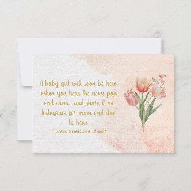 Jolie carte de Faire-part de grossesse à fleurs (Devant)