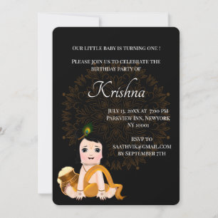 Jolie carte de Krishna pour anniversaire - art de 