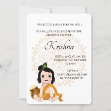 Jolie carte de Krishna pour un anniversaire - Bébé