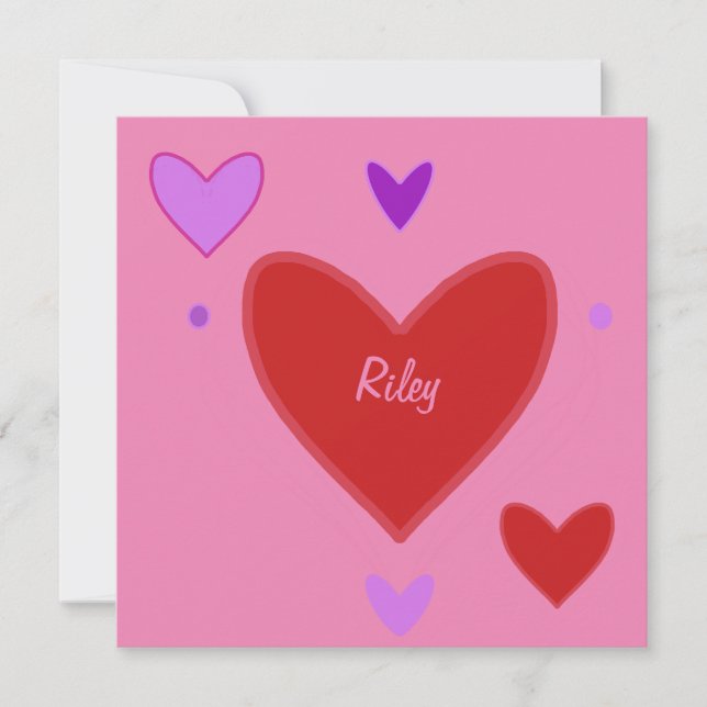 Jolie carte de la Saint-Valentin avec cœurs rouges (Devant)