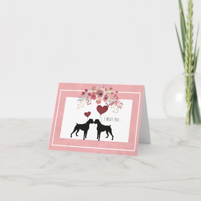 Jolie carte de la Saint-Valentin pour chien Boxer (Devant)