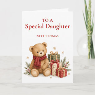 Jolie carte de Noël avec un ours en peluche pour f