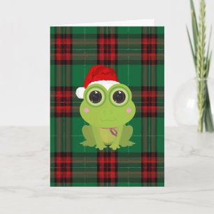 Jolie carte de Noël de grenouille sur fond vert fo