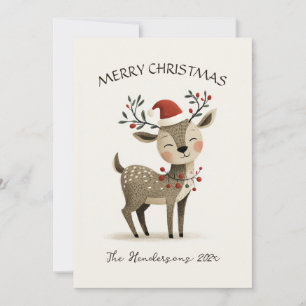 Jolie carte de Noël de renne rétro
