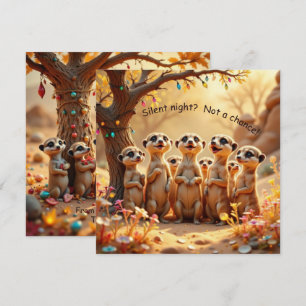 Jolie carte de Noël de suricate drôle et sans nuit