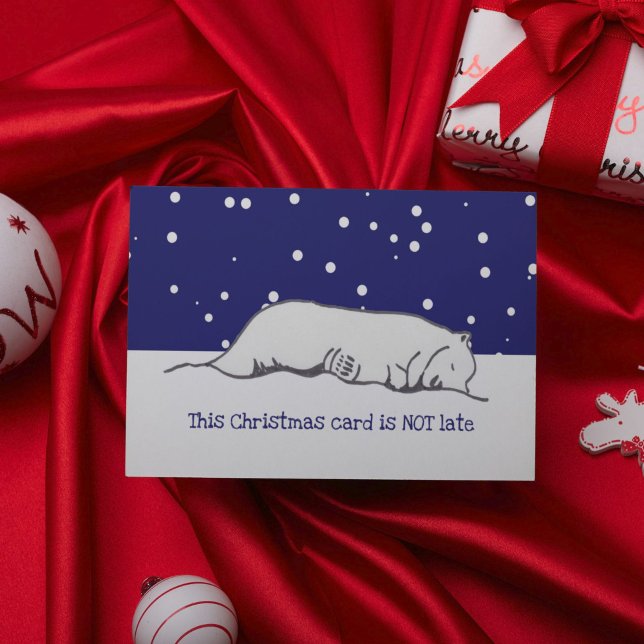 Jolie carte de Noël de vacances de carte de Noël a (This cute belated Christmas card features my own hand drawing of a sleeping polar bear.)
