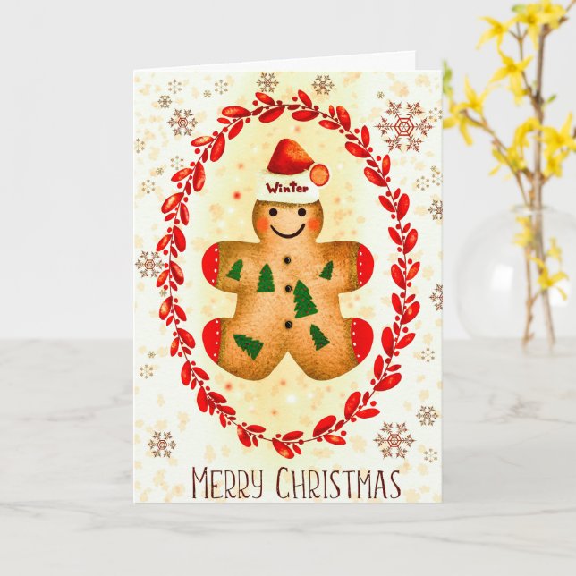Jolie carte de Noël en pain d'épices (Fleur jaune)