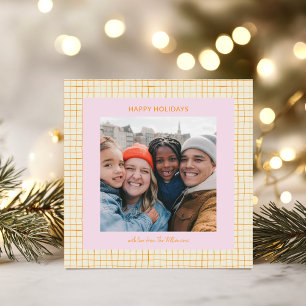 Jolie carte de Noël photo carrée rose orange fanta